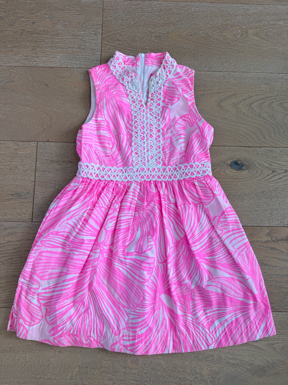 Lilly Pulitzer Hot Pink and White Lace-Trim Dress girls size 20
